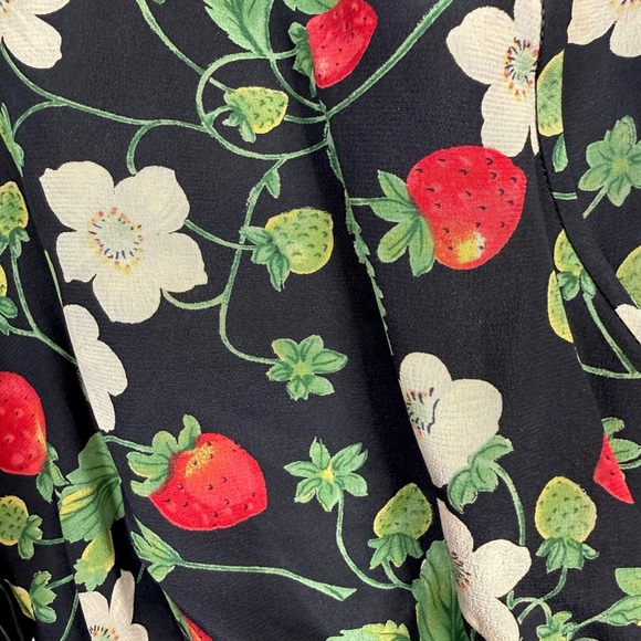 Ungaro Vintage Strawberry Print Silk Blouse - Picture 2 of 4